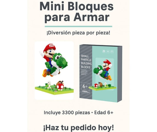Mini bloques para armar Mario Bros con Yoshi 3,300 pzs
