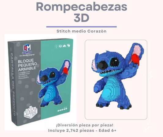 Rompecabezas 3D - Stitch medio Corazón 2,742 piezas