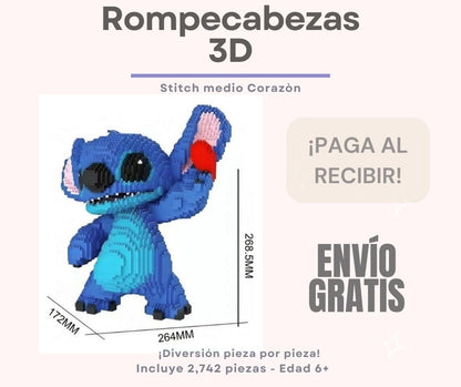 Rompecabezas 3D - Stitch medio Corazón 2,742 piezas