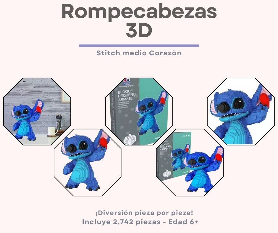 Rompecabezas 3D - Stitch medio Corazón 2,742 piezas