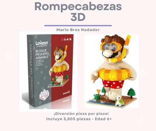 Rompecabezas 3D - Mario Bros Nadador 3,803 piezas