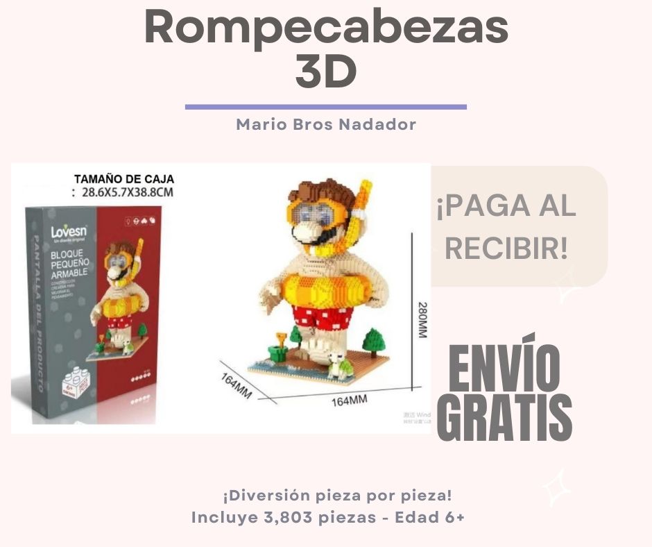 Rompecabezas 3D - Mario Bros Nadador 3,803 piezas
