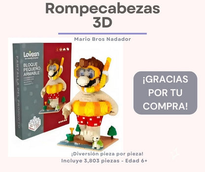 Rompecabezas 3D - Mario Bros Nadador 3,803 piezas