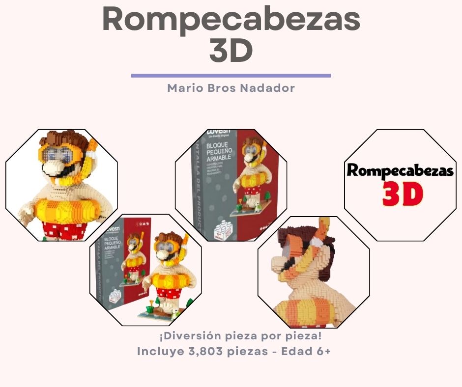Rompecabezas 3D - Mario Bros Nadador 3,803 piezas